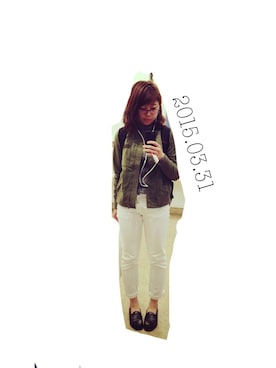 「nusy（ヌージー）のアイテム（ジャケット/アウター）」を使った、0725さん（レディース・153cm）の春コーディネート
