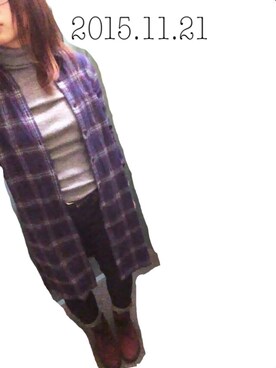 「無印良品（ムジルシリョウヒン）のアイテム（ニット/セーター、グレー系）」を使った、0725さん（レディース・153cm）の秋コーディネート