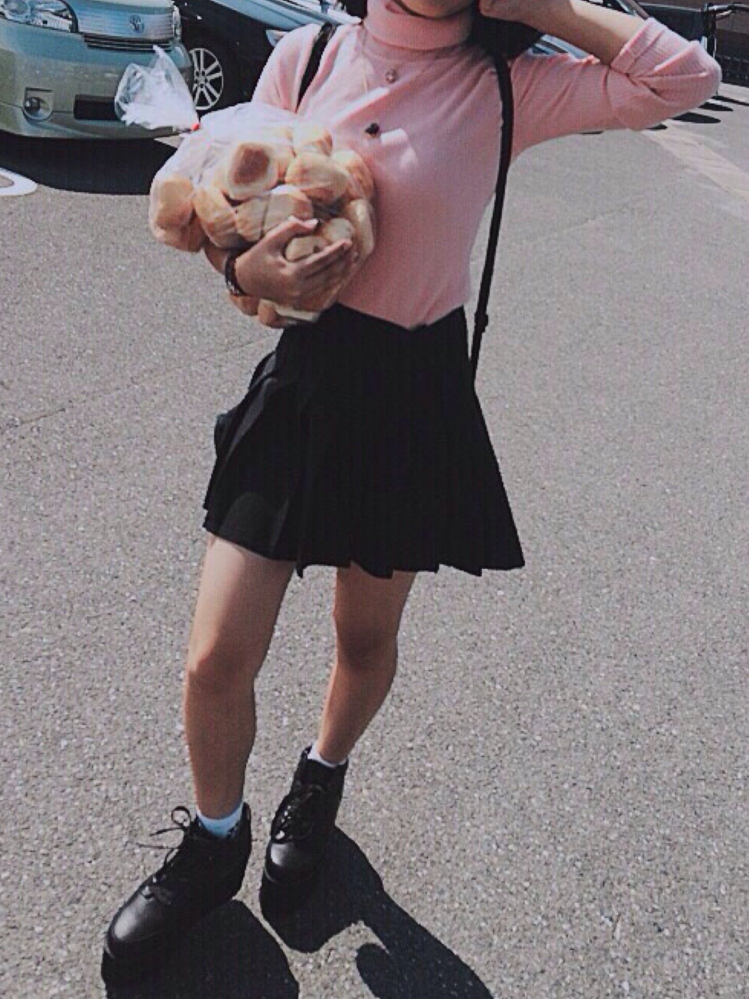 「アイテム（アクセサリー、パープル系）」を使った、“ M ”さん（レディース・159cm）の秋コーディネート