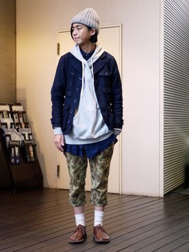 「wisdom（ウィズダム）のアイテム（ジャケット/アウター）」を使った、唯家 Vegaさん（メンズ・177cm）の冬コーディネート