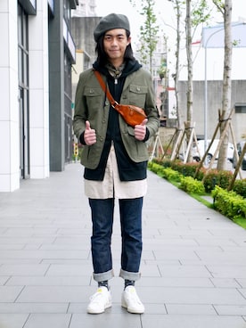 「wisdom（ウィズダム）のアイテム（ジャケット/アウター）」を使った、唯家 Vegaさん（メンズ・177cm）の夏コーディネート