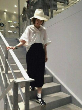 「EN ROUTE（アンルート）のアイテム（スカート）」を使った、M.Kimさん（レディース・163cm）の春コーディネート