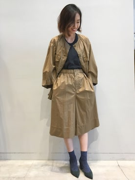 「EN ROUTE（アンルート）のアイテム（ノーカラージャケット）」を使った、M.Kimさん（レディース・163cm）の夏コーディネート