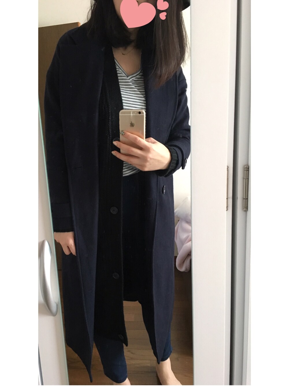 「EGOIST、AZUL by moussy、OZOC、メンズライク、urban outfitters、winter、秋冬、シンプル」｜「EGOISTのメンズライクロングコート（テーラードジャケット、ブルー系）」を使った、kaori_eさん（レディース・173cm）の冬コーディネートの1枚目の写真