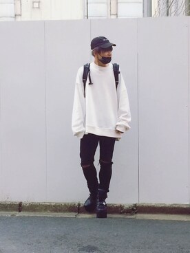 「Champion（チャンピオン）の∴WEGO/Champion LOWキャップ（キャップ、ホワイト系）」を使った、ゆーごんさん（メンズ・169cm）の秋コーディネート