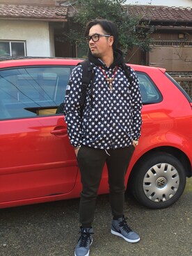 「CHROME HEARTS（クロムハーツ）のアイテム（メガネ、ブラック系）」を使った、Ryukiさん（メンズ・165cm）の冬コーディネート