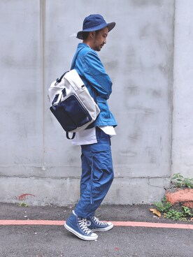 「plain-me（プレインミー）のアイテム（バックパック/リュック）」を使った、plain-me_Akkoさん（メンズ・177cm）の夏コーディネート