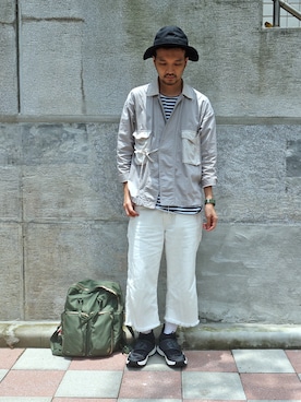 「plain-me（プレインミー）のアイテム（バックパック/リュック）」を使った、plain-me_Akkoさん（メンズ・177cm）の夏コーディネート