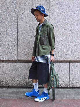 「plain-me（プレインミー）のアイテム（バックパック/リュック）」を使った、plain-me_Akkoさん（メンズ・177cm）の夏コーディネート