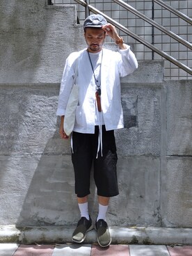 「plain-me（プレインミー）のアイテム（その他アウター）」を使った、plain-me_Akkoさん（メンズ・177cm）の夏コーディネート