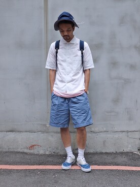 「plain-me（プレインミー）のアイテム（クラッチバッグ）」を使った、plain-me_Akkoさん（メンズ・177cm）の夏コーディネート