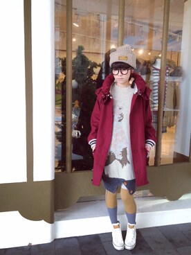 「mercibeaucoup,（メルシーボークー）のアイテム（ダウンジャケット/コート）」を使った、shih ckさん（レディース・165cm）の冬コーディネート