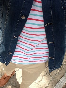 「Lee（リー）のアイテム（その他アウター、ブルー系）」を使った、정형진さんの秋コーディネート