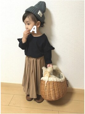 「おんなのこコーデ」｜「アイテム（モカシン/デッキシューズ）」を使った、api *✲ﾟ*｡さん（キッズ・80cm）の秋コーディネート