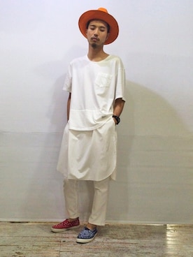 「ツバ広ハット」｜ADDさん（メンズ・175cm）の夏コーディネート