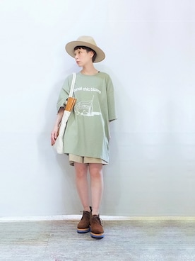 「 ハット」｜「アイテム（その他シューズ）」を使った、ADDさん（レディース・154cm）の夏コーディネート