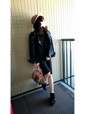「EGOIST（エゴイスト）のアイテム（デニムジャケット）」を使った、piyoさん（レディース・159cm）の秋コーディネート