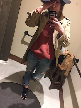 「GLOBAL WORK（グローバルワーク）のフェルトナカオレＨＡＴ/565115（ハット）」を使った、riiie.aさん（レディース・163cm）の冬コーディネート