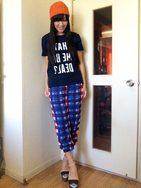 「L.H.P（エルエイチピー）のアイテム（ニットキャップ/ビーニー）」を使った、KIYOKOHさん（レディース・163cm）の夏コーディネート
