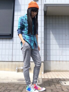「L.H.P（エルエイチピー）のアイテム（ニットキャップ/ビーニー）」を使った、KIYOKOHさん（レディース・163cm）の秋コーディネート