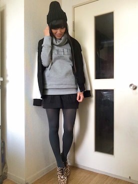 「コクーンスカート」｜「アイテム（スタジャン）」を使った、KIYOKOHさん（レディース・163cm）の秋コーディネート