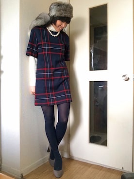 「タータンチェック」｜KIYOKOHさん（レディース・163cm）の冬コーディネート