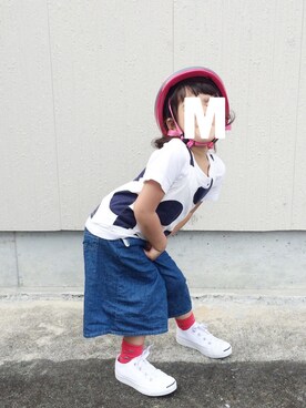 「ガウチョパンツ」｜「アイテム（デニムパンツ）」を使った、mmkさん（キッズ・100cm）の春コーディネート