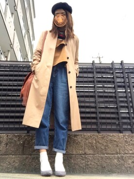 「koe（コエ）のアイテム（ステンカラーコート）」を使った、Ｍ☆Ｗさん（レディース・160cm）の春コーディネート