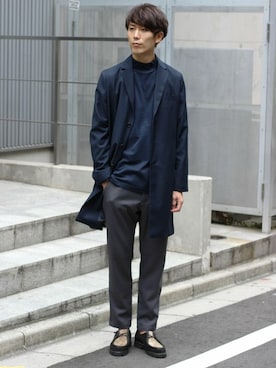「JOURNAL STANDARD（ジャーナルスタンダード）のアイテム（チェスターコート）」を使った、Rikuさん（メンズ・181cm）の秋コーディネート