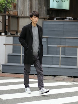 「JOURNAL STANDARD（ジャーナルスタンダード）のアイテム（チェスターコート）」を使った、Rikuさん（メンズ・181cm）の秋コーディネート
