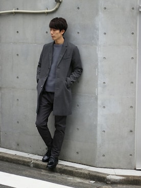 「JOURNAL STANDARD（ジャーナルスタンダード）のアイテム（チェスターコート）」を使った、Rikuさん（メンズ・181cm）の秋コーディネート