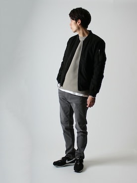 「JOURNAL STANDARD（ジャーナルスタンダード）のアイテム（MA-1）」を使った、Rikuさん（メンズ・181cm）の秋コーディネート