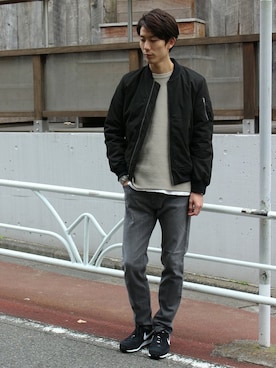 「JOURNAL STANDARD（ジャーナルスタンダード）のアイテム（MA-1）」を使った、Rikuさん（メンズ・181cm）の冬コーディネート