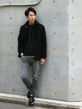 「JOURNAL STANDARD（ジャーナルスタンダード）のアイテム（ピーコート）」を使った、Rikuさん（メンズ・181cm）の秋コーディネート