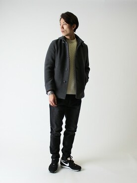 「JOURNAL STANDARD（ジャーナルスタンダード）のアイテム（ピーコート）」を使った、Rikuさん（メンズ・181cm）の冬コーディネート