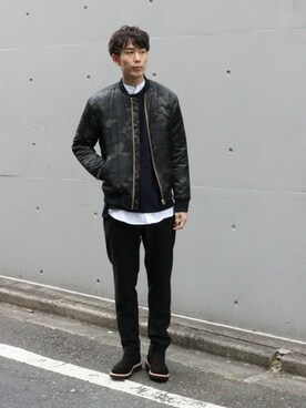 「JOURNAL STANDARD（ジャーナルスタンダード）のアイテム（MA-1）」を使った、Rikuさん（メンズ・181cm）の冬コーディネート