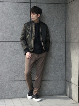 「JOURNAL STANDARD（ジャーナルスタンダード）のアイテム（MA-1）」を使った、Rikuさん（メンズ・181cm）の冬コーディネート
