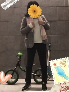 「チェックマフラー」｜「アイテム（ブルゾン）」を使った、RosaOrientisさん（レディース・161cm）の冬コーディネート