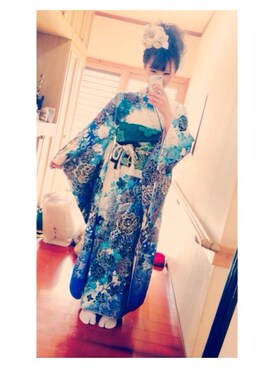 「髪飾り」｜「アイテム（浴衣）」を使った、r u n a ✩さん（レディース・153cm）の冬コーディネート