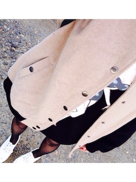 「スウェットワンピース」｜「アイテム（スタジャン）」を使った、r u n a ✩さん（レディース・153cm）の冬コーディネート