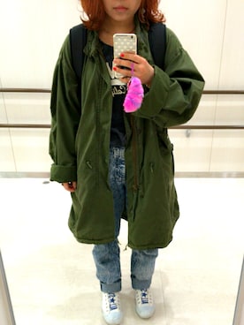 「花見」｜「アイテム（モッズコート）」を使った、あすかさん（レディース・153cm）の春コーディネート