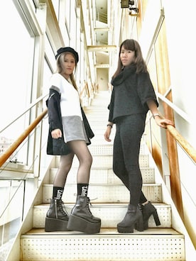 「UNDER PEACE（アンダーピース）のアイテム」を使った、子崴さん（レディース・155cm）の秋コーディネート