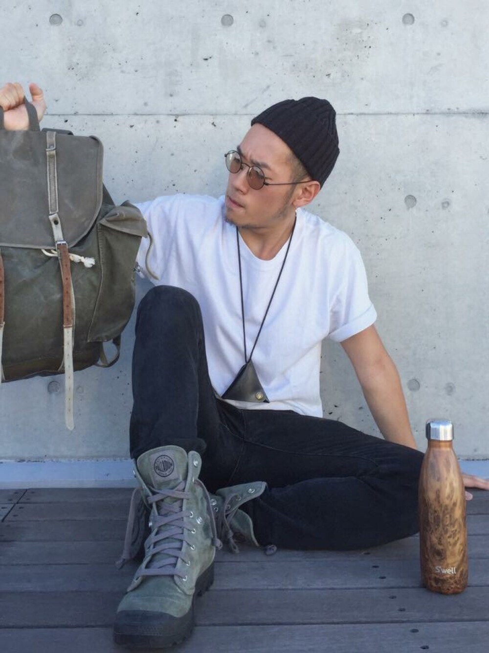 「rooftop、PALLADIUM、Dr.Martens、model、dancer、YOH」｜「Dr. Martensのアイテム（コインケース、ブラック系）」を使った、YOHさん（メンズ・175cm）の秋コーディネートの1枚目の写真
