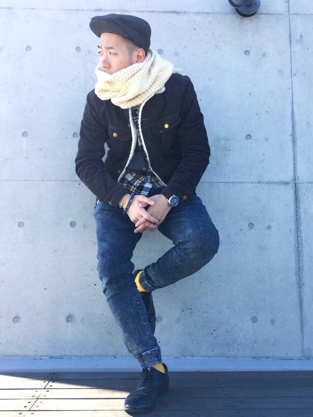 「rooftop、LEE、STORM RIDER、model、dancer、YOH」｜「DIESELのアイテム（アナログ腕時計、ブラウン系）」を使った、YOHさん（メンズ・175cm）の秋コーディネートの1枚目の写真