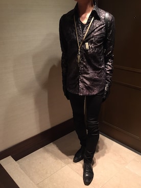 「SHELLAC（シェラック）のアイテム（トップス）」を使った、shiroさん（メンズ・171cm）の冬コーディネート