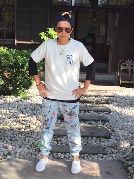 「SQUAD（スクアッド）のアイテム（帽子）」を使った、安藤祐維さん（キッズ・157cm）の冬コーディネート