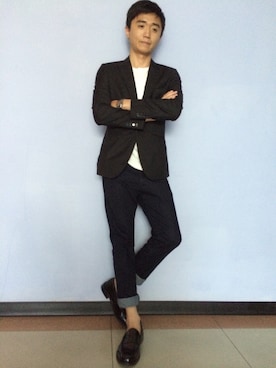 「plain-me（プレインミー）のアイテム（シューズ）」を使った、Benさん（メンズ・173cm）の春コーディネート