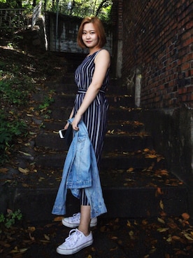 「New look（ニュールック）のアイテム（オールインワン・サロペット）」を使った、WANGさん（レディース・167cm）の秋コーディネート