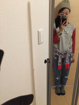 「BEAUTY&YOUTH UNITED ARROWS（ビューティーアンドユースユナイテッドアローズ）のアイテム（Tシャツ/カットソー、グレー系）」を使った、ちゃくらんさん（レディース・153cm）の秋コーディネート