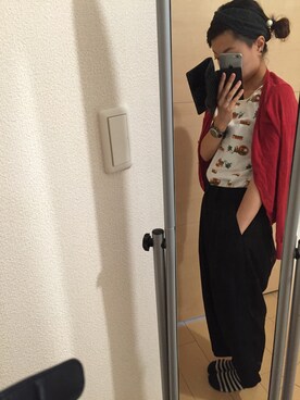 「古着のアイテム（Tシャツ/カットソー、ホワイト系）」を使った、ちゃくらんさん（レディース・153cm）の秋コーディネート